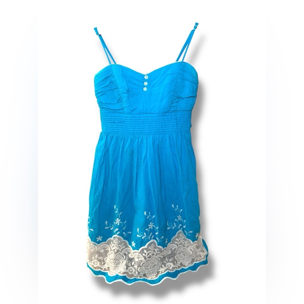 Speechless 100% Cotton Turquoise Sweetheart Short Dress‎ Juniors Sz 3 EUC